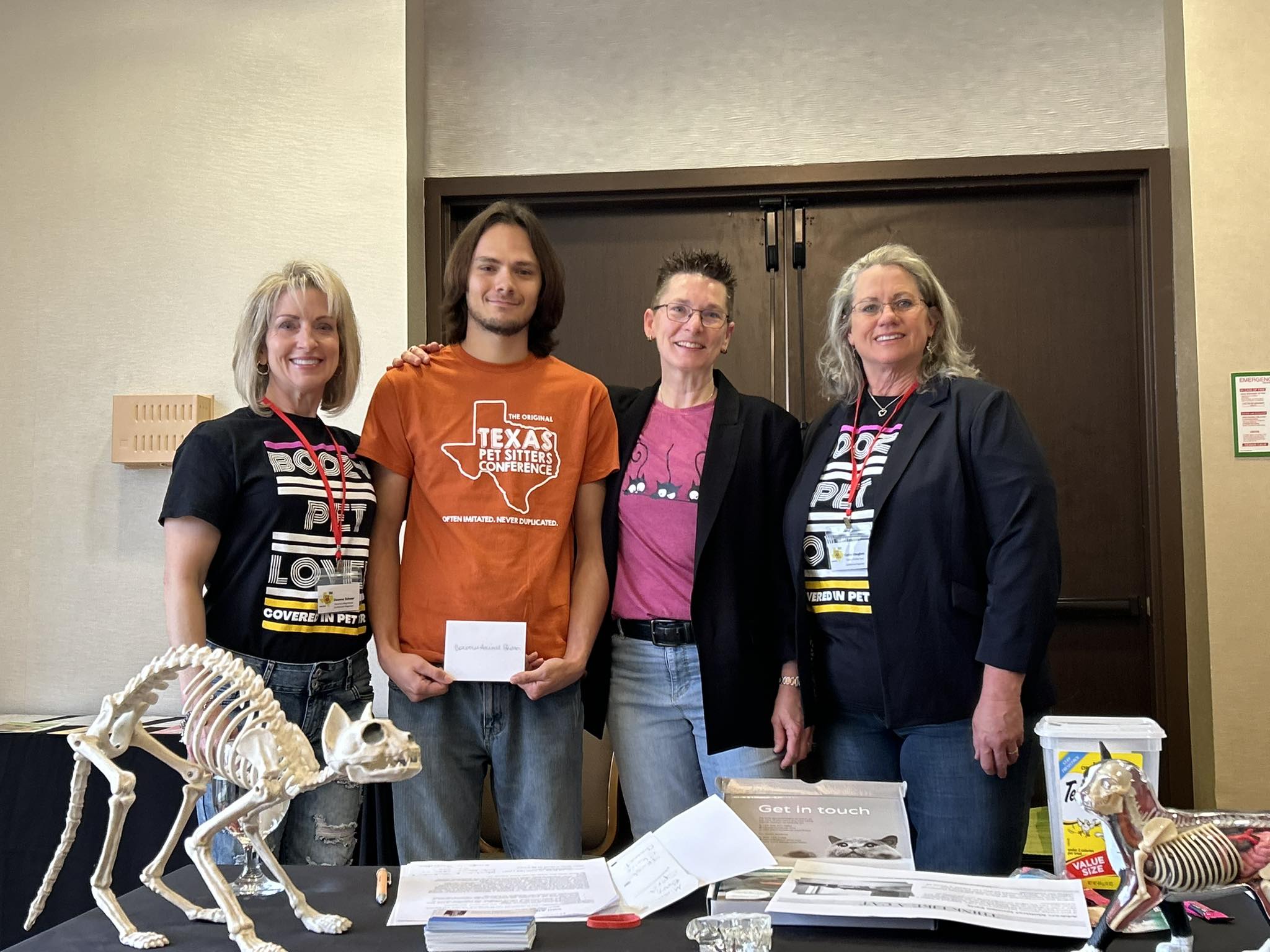 Animal anatomy education booth with skeleton models
